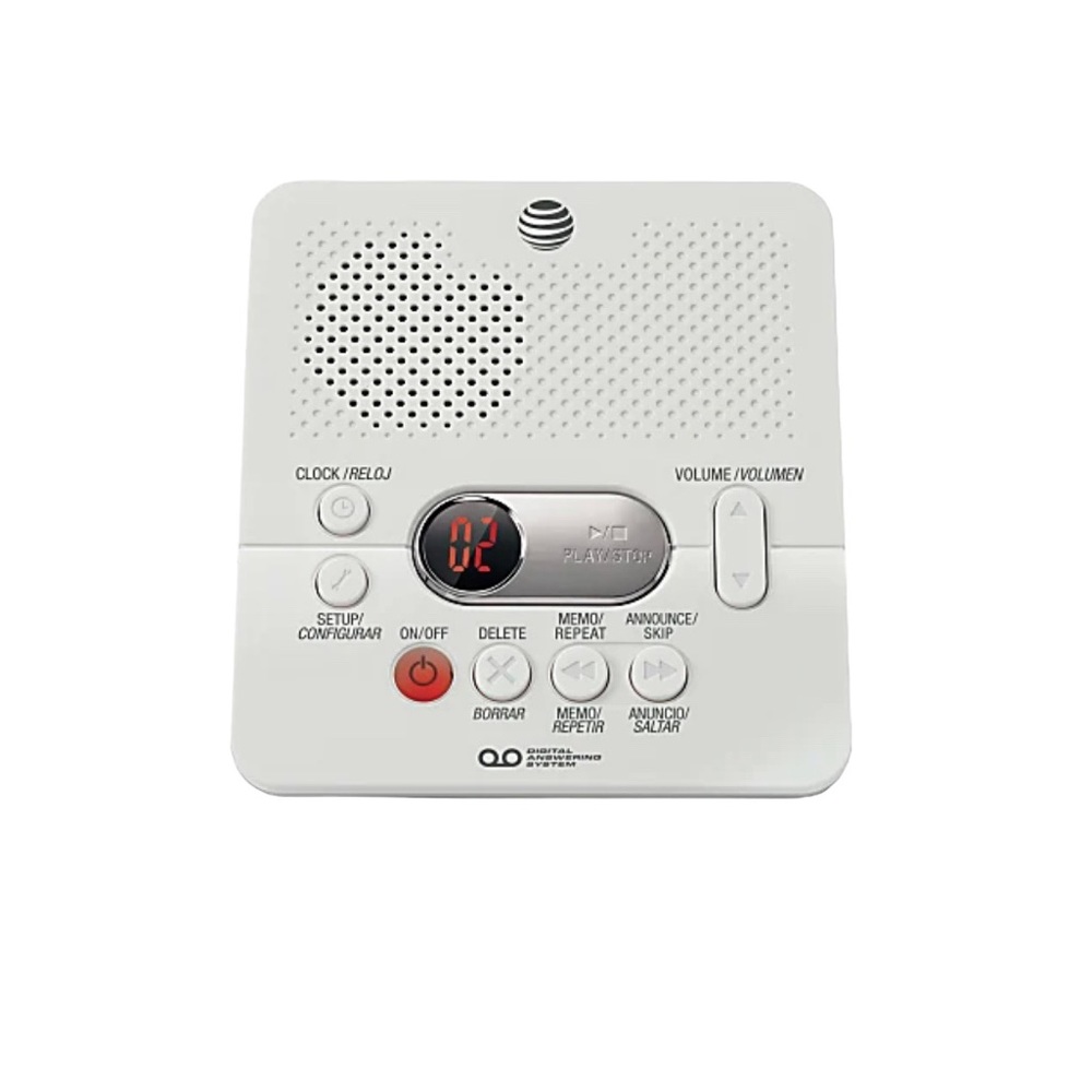 AT&T 1740 Digital Answering Machine System with Time/Day Stamp White Simple Easy